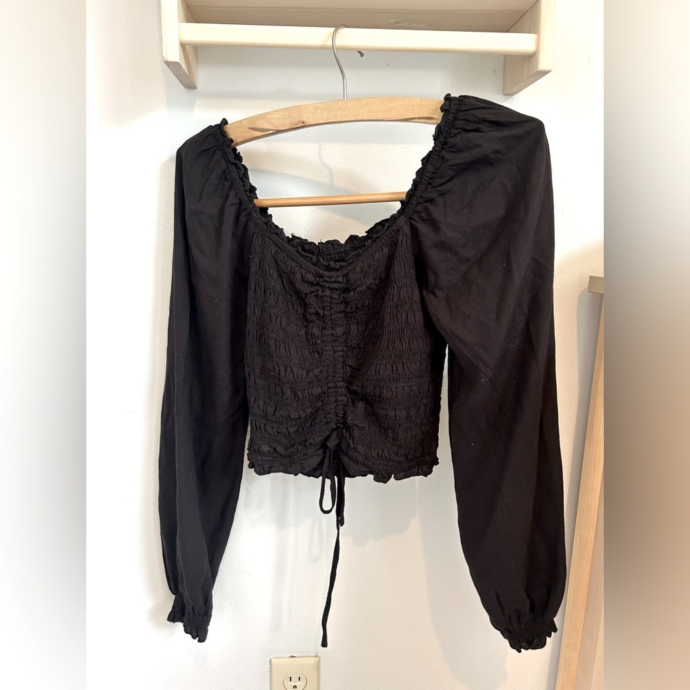 Black crop blouse